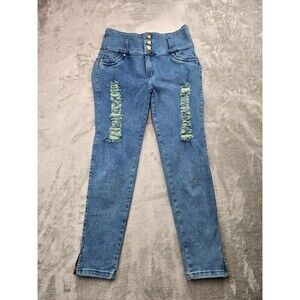 Eufforia Colombian Jeans Womens Sz 13 High Waist Distressed Skinny Ankle Zip